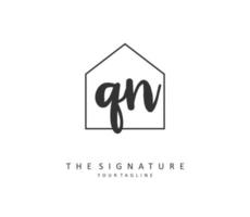 Q N QN Initial letter handwriting and  signature logo. A concept handwriting initial logo with template element. vector