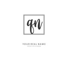 Q N QN Initial letter handwriting and  signature logo. A concept handwriting initial logo with template element. vector