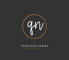 Q N QN Initial letter handwriting and  signature logo. A concept handwriting initial logo with template element. vector