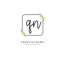Q N QN Initial letter handwriting and  signature logo. A concept handwriting initial logo with template element. vector