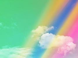 beauty sweet pastel yellow green  colorful with fluffy clouds on sky. multi color rainbow image. abstract fantasy growing light photo