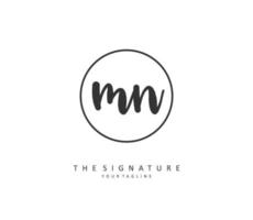 M N MN Initial letter handwriting and  signature logo. A concept handwriting initial logo with template element. vector