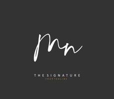 M N MN Initial letter handwriting and  signature logo. A concept handwriting initial logo with template element. vector