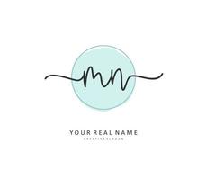 M N MN Initial letter handwriting and  signature logo. A concept handwriting initial logo with template element. vector