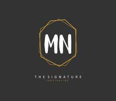M N MN Initial letter handwriting and  signature logo. A concept handwriting initial logo with template element. vector