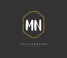 M N MN Initial letter handwriting and  signature logo. A concept handwriting initial logo with template element. vector