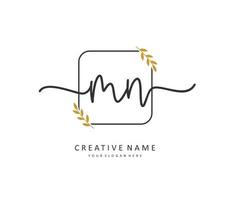 M N MN Initial letter handwriting and  signature logo. A concept handwriting initial logo with template element. vector