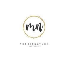 M N MN Initial letter handwriting and  signature logo. A concept handwriting initial logo with template element. vector