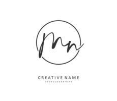 M N MN Initial letter handwriting and  signature logo. A concept handwriting initial logo with template element. vector