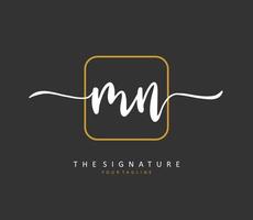 M N MN Initial letter handwriting and  signature logo. A concept handwriting initial logo with template element. vector