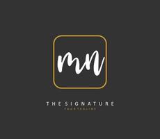 M N MN Initial letter handwriting and  signature logo. A concept handwriting initial logo with template element. vector