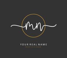 M N MN Initial letter handwriting and  signature logo. A concept handwriting initial logo with template element. vector