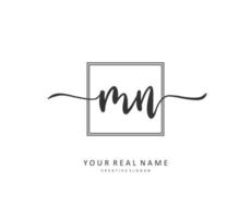 M N MN Initial letter handwriting and  signature logo. A concept handwriting initial logo with template element. vector