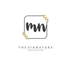 M N MN Initial letter handwriting and  signature logo. A concept handwriting initial logo with template element. vector