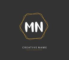 M N MN Initial letter handwriting and  signature logo. A concept handwriting initial logo with template element. vector