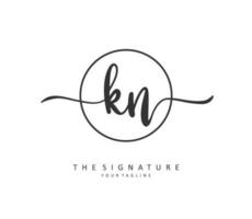 K N KN Initial letter handwriting and  signature logo. A concept handwriting initial logo with template element. vector