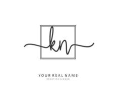 K N KN Initial letter handwriting and  signature logo. A concept handwriting initial logo with template element. vector