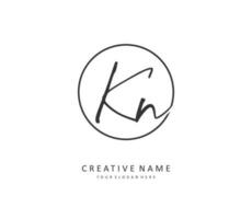 K N KN Initial letter handwriting and  signature logo. A concept handwriting initial logo with template element. vector