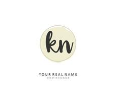 K N KN Initial letter handwriting and  signature logo. A concept handwriting initial logo with template element. vector