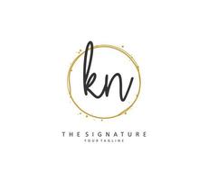 K N KN Initial letter handwriting and  signature logo. A concept handwriting initial logo with template element. vector