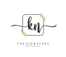 K N KN Initial letter handwriting and  signature logo. A concept handwriting initial logo with template element. vector