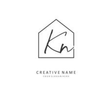 K N KN Initial letter handwriting and  signature logo. A concept handwriting initial logo with template element. vector