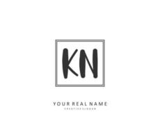 K N KN Initial letter handwriting and  signature logo. A concept handwriting initial logo with template element. vector