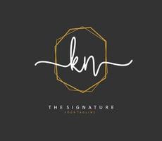 K N KN Initial letter handwriting and  signature logo. A concept handwriting initial logo with template element. vector