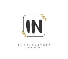 I N IN Initial letter handwriting and  signature logo. A concept handwriting initial logo with template element. vector