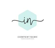 I N IN Initial letter handwriting and  signature logo. A concept handwriting initial logo with template element. vector