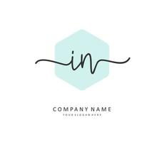 I N IN Initial letter handwriting and  signature logo. A concept handwriting initial logo with template element. vector