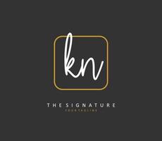 K N KN Initial letter handwriting and  signature logo. A concept handwriting initial logo with template element. vector