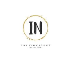 I N IN Initial letter handwriting and  signature logo. A concept handwriting initial logo with template element. vector