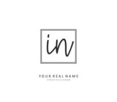 I N IN Initial letter handwriting and  signature logo. A concept handwriting initial logo with template element. vector