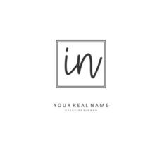 I N IN Initial letter handwriting and  signature logo. A concept handwriting initial logo with template element. vector