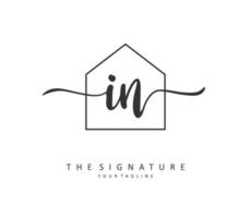 I N IN Initial letter handwriting and  signature logo. A concept handwriting initial logo with template element. vector