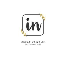 I N IN Initial letter handwriting and  signature logo. A concept handwriting initial logo with template element. vector