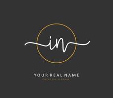 I N IN Initial letter handwriting and  signature logo. A concept handwriting initial logo with template element. vector