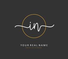 I N IN Initial letter handwriting and  signature logo. A concept handwriting initial logo with template element. vector