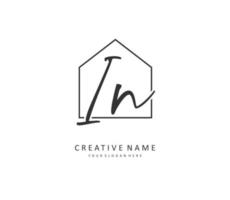 I N IN Initial letter handwriting and  signature logo. A concept handwriting initial logo with template element. vector