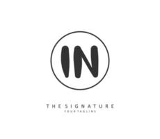 I N IN Initial letter handwriting and  signature logo. A concept handwriting initial logo with template element. vector