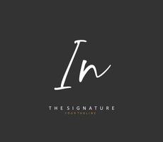 I N IN Initial letter handwriting and  signature logo. A concept handwriting initial logo with template element. vector