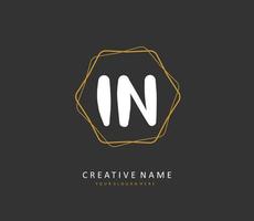 I N IN Initial letter handwriting and  signature logo. A concept handwriting initial logo with template element. vector