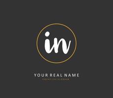 I N IN Initial letter handwriting and  signature logo. A concept handwriting initial logo with template element. vector