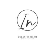 I N IN Initial letter handwriting and  signature logo. A concept handwriting initial logo with template element. vector