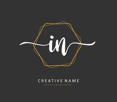 I N IN Initial letter handwriting and  signature logo. A concept handwriting initial logo with template element. vector