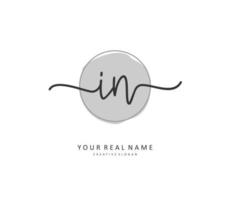 I N IN Initial letter handwriting and  signature logo. A concept handwriting initial logo with template element. vector