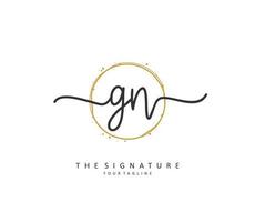 G N GN Initial letter handwriting and  signature logo. A concept handwriting initial logo with template element. vector