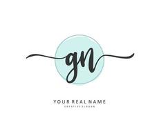 G N GN Initial letter handwriting and  signature logo. A concept handwriting initial logo with template element. vector