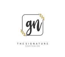 G N GN Initial letter handwriting and  signature logo. A concept handwriting initial logo with template element. vector